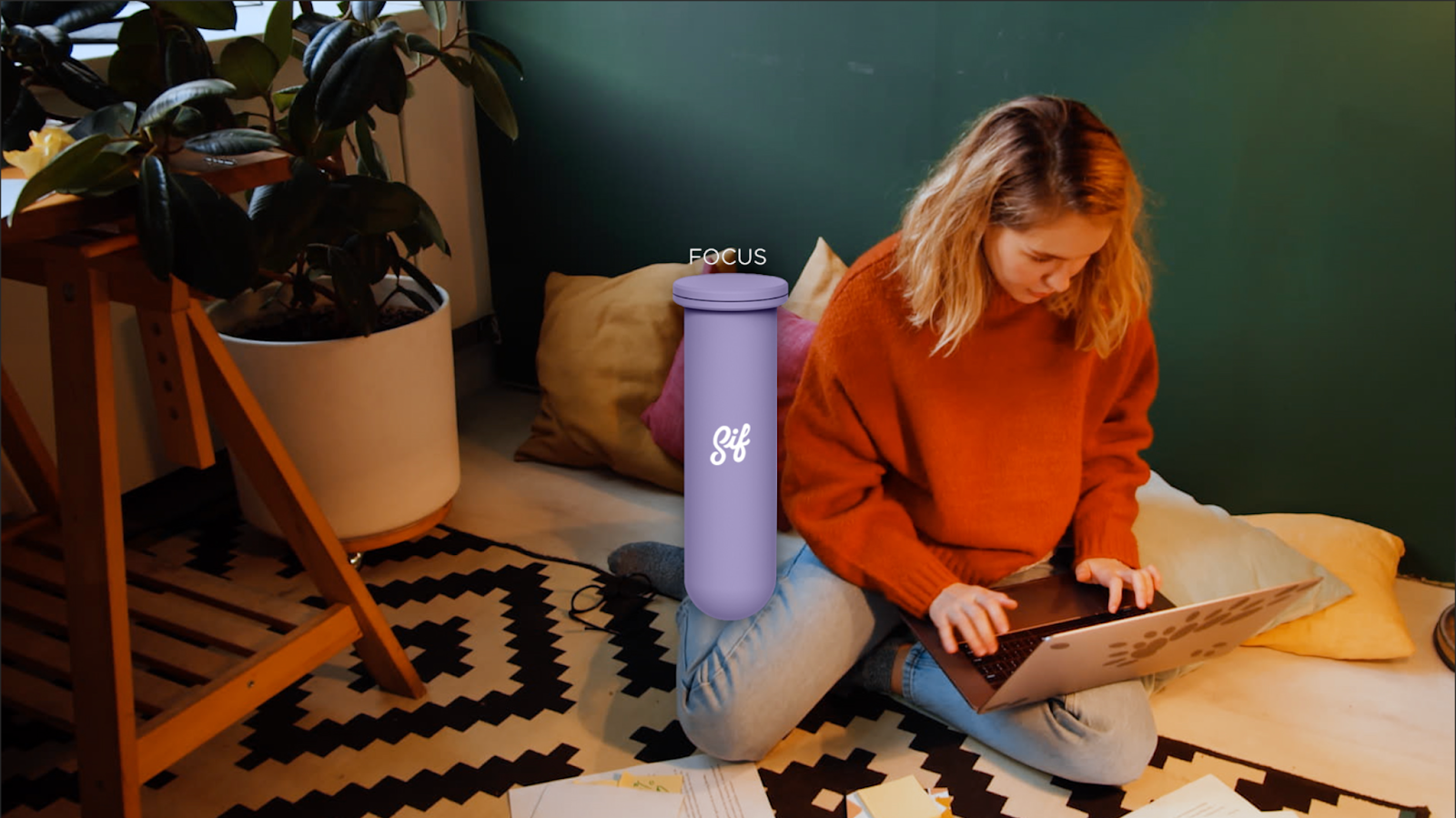 woman in flow state with sif capusle overlay